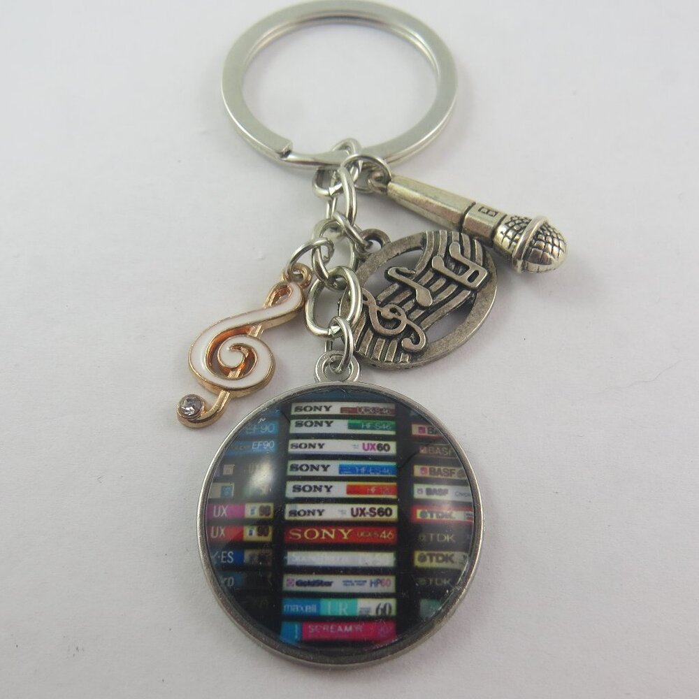 Music Keychain Music Lover Key Ring Retro Cassette Tape Keychain Gift for Her